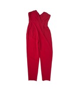 Bebe Strapless Red Jumpsuit Pockets Tie Front or Back 8P - $738.14 MXN