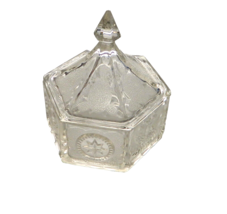 Tiara Colonial Clear Crystal Candy Dish Candy Box with Eagle &amp; Star Pattern - £13.35 GBP