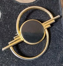 MCM Style Gold Black Brooch Lapel Pin 3.25x2.25 - $19.65