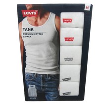 Levi’s Mens Premium Cotton Tank Top Size Medium 5 Pack White NEW 6HMTK501 - $29.95