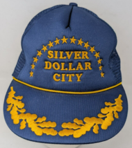 Vintage Silver Dollar City Snapback Mesh Trucker Hat Branson Scrambled Eggs 80s - £11.70 GBP