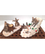 Pair of Charming Tails Silvestri Winter Figurines Snow Ball Fight &amp; Sled... - £16.96 GBP