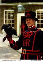 Vtg Postcard Tower Ravens, Yeoman Quartermaster, Tower of London - $6.57