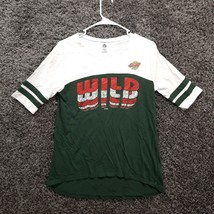 Minnesota Wild Hockey Shirt Adult Medium Women Green White NHL Cute Top - £4.99 GBP