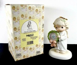 Vintage 1998 Precious Moments Angel Girl Clock Time For A Holy Holiday 455849 - £15.97 GBP