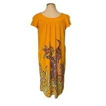 Boho Indie Floral Peacock Print Bright Colored Dress with capped Ruffle Sleeves - £21.12 GBP
