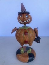 Halloween Pumpkin Nodder Bobble Head Trick Or Treat Decoration 10.5” - £22.47 GBP