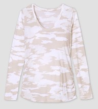 Isabel Maternity Long Sleeve Scoop Neck Side Shirred T Shirt Oatmeal Camo M - £6.89 GBP