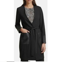 Calvin Klein Womens Plus 16W Black Faux Leather Pockets Jacket Coat NWT ... - £46.45 GBP