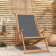 Folding Beach Chair Solid Wood Teak Grey - £41.33 GBP