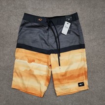 ONeill Boardshorts Breaker Mens 30 Gray Orange Swim Trunks Pocket Below Knee NEW - £17.03 GBP