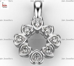 Real Solid 14 Kt White Gold Necklace Love Heart Women Pendant Cubic Zirconia CZ - £456.10 GBP