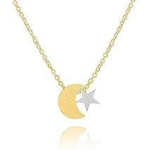 Trimic Silver crescent moon and gold star, Silver, Necklace, Moon and star, Neck - £18.78 GBP