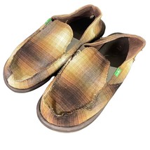 Sanuk Men&#39;s Coupe De Chille Slip-On Loafers Brown Canvas Surfers Shoes S... - £24.50 GBP
