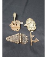 Old Patd 1897 Cast Brass Ice Box Refrigerator Cabinet Latch Lock Hardwar... - €16,17 EUR