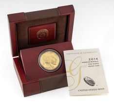 2014-W G$50 Gold Buffalo Beweis 1 Oz. Münze W / AVD Etui, Schutzhülle, U... - £2,195.12 GBP