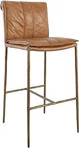 Benjara Iva 31 Inch Bar Stool Chair, Padded, Rolled Back, Tan Top Grain ... - $2,088.99