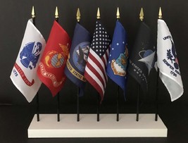 Made in The USA!! United States Military Flag Set with Solid White Stand... - $465.06 MXN