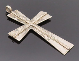 925 Sterling Silver Vintage Pendant Large Breaded Spine Religious Cross ... - £99.50 GBP