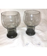 Glasses Tumbler 2 Vintage MCM Libbey Stax Smoke Gray  libby globe stackable - $347.71 MXN