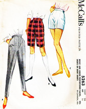 Misses' Proportioned Slacks & Shorts Vtg 1959 McCall's Pattern 5263 Waist 26 - $12.00
