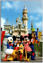 Disneyland Sleeping Beauty Castle Smile Please Mickey Minnie Goofy Postcard - £5.62 GBP