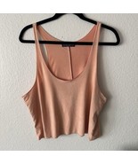  Brandy Faux Suede Pink peach Tank Top Crop One Size S Xs Racerback - $24.69 CAD