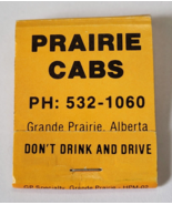 PRAIRIE CABS GRANDE PRAIRIE ALBERTA CANADA TAXI ADVERTISING MATCHBOOK COVER - $17.80 CAD