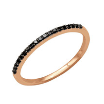 0.30Ct Round Cut Black Diamond Stackable Wedding Band Ring 14K Rose Gold Plated - £51.46 GBP