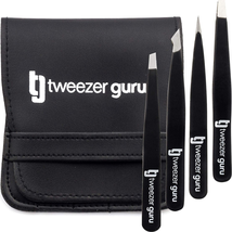Tweezer Guru Eyebrow Tweezer Set (4-Piece) for Women &amp; Men - Professiona... - £10.30 GBP
