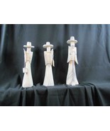 Vintage FU LU SHOU Fisherman Wood Carved Statues 15&quot; 13.5&quot; 13&quot; Tall - £4.54 GBP