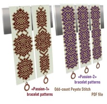 Cuff Bracelet patterns, Odd Peyote Stitch, Miyuki Delica and Preciosa, P... - $92.82 MXN+