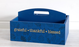 NEW 4 Section Storage Caddy Grateful Thankful Blessed blue 10.5 x 7.75 x 6 in. - £11.92 GBP