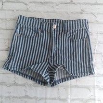 American Eagle Shorts Womens 6 Blue Striped Mid Rise Next Level Shortie - $19.98
