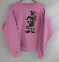 Vintage Fashion Gear Pink Sweatshirt Just Hanging On  Fall Scarecrow Des... - £11.24 GBP