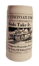 Cincinnati Reds 1975 National League Champions Ceramic Mug Stein Vtg HTF EUC - £27.68 GBP