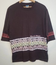 Sarawak Borneo 90s Aztec Geometric TRIBAL Shirt LARGE Graphic Brown HALF... - £14.93 GBP