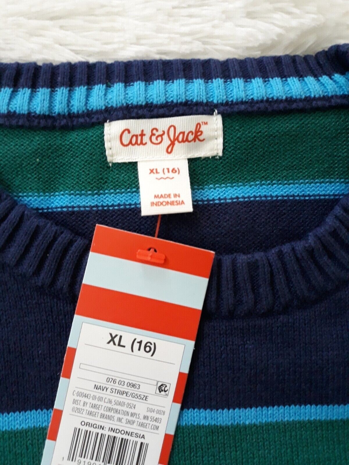 Boy's Long Sleeve Striped Pull-Over Sweater (Size XL - 16) NAVY STRIPE ~ NEW!!! Item image 3