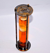 Brass Orange Water Sand Timer Antique Vintage Retro Nautical Hourglass H... - $25.60