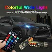 Pair T10 RGB LED Car Wedge Side Marker Lights Flashing Lamps with Remote Control - £11.02 GBP
