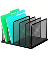 Desk File Organizer 5 Sections Upright Mesh Desktop, Office &amp; Classroom - £30.21 GBP