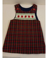 Vintage Girls Handmade Plaid Smocked A-Line Dress with Apples, Accents &amp;... - £22.68 GBP