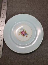 ABJ GRAFTON BLUE LUNCH PLATE  RED &amp; YELLOW ROSE BOUQUETS BONE CHINA ENGLAND - £8.22 GBP