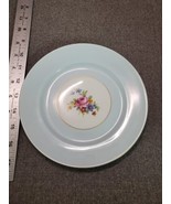 ABJ GRAFTON BLUE LUNCH PLATE  RED &amp; YELLOW ROSE BOUQUETS BONE CHINA ENGLAND - £8.22 GBP