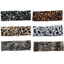 6 Pack Twist Knot Headbands For Women, Leopard And Snake Print Headwraps - £20.77 GBP