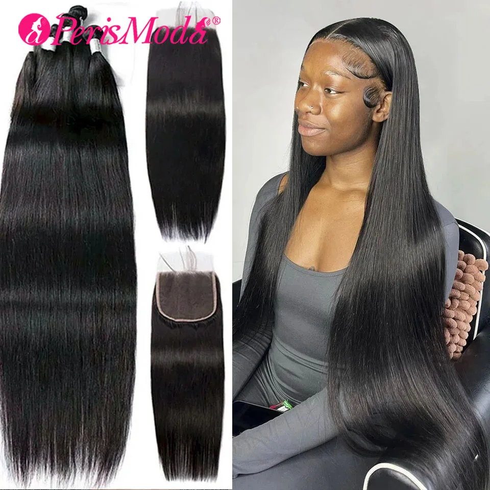 Straight Bundles With Closure 5x5 HD Lace 32 Inch Virgin Natural Hair Ex... - £98.77 GBP+