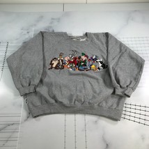 Vintage Looney Tunes Sweatshirt Mens Medium Crew Neck Heather Gray Embro... - £37.08 GBP