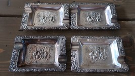 Vintage Set of 4 Hans Jensen Denmark Silverplate Stamped Ashtrays - $40.32