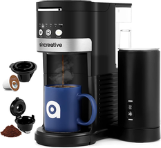 Single Serve Coffee Maker with Milk Frother, Single Cup Coffee Makers for K Cup - £65.94 GBP