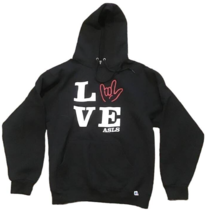 American Sign Language Hoodie ASL Love ILY Black Medium Graphic Deaf Student - £14.77 GBP